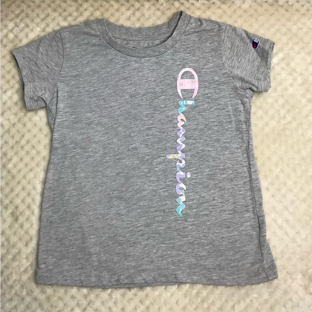 Champion Gray Short Sleeve Tee with Vertical Branding